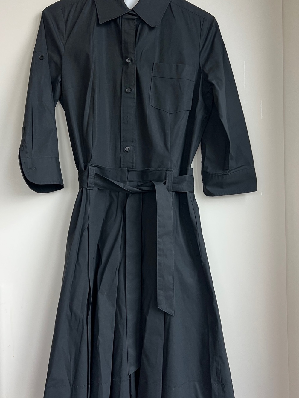 Club Monaco Classic Modern Black Shirt Dress with Waist Tie, sz 0